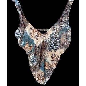 PRAIA BRASIL ONE PIECE SWIMSUIT LEOPARD/FLORAL PRINT SIZE XL